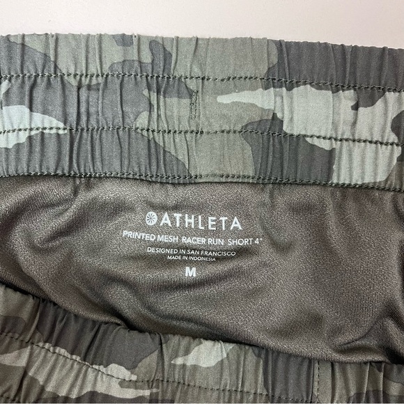 Athleta Camo Mesh Racer Running Speed Shorts 4" Lined Zipper Pocket Athleisure - Picture 9 of 10